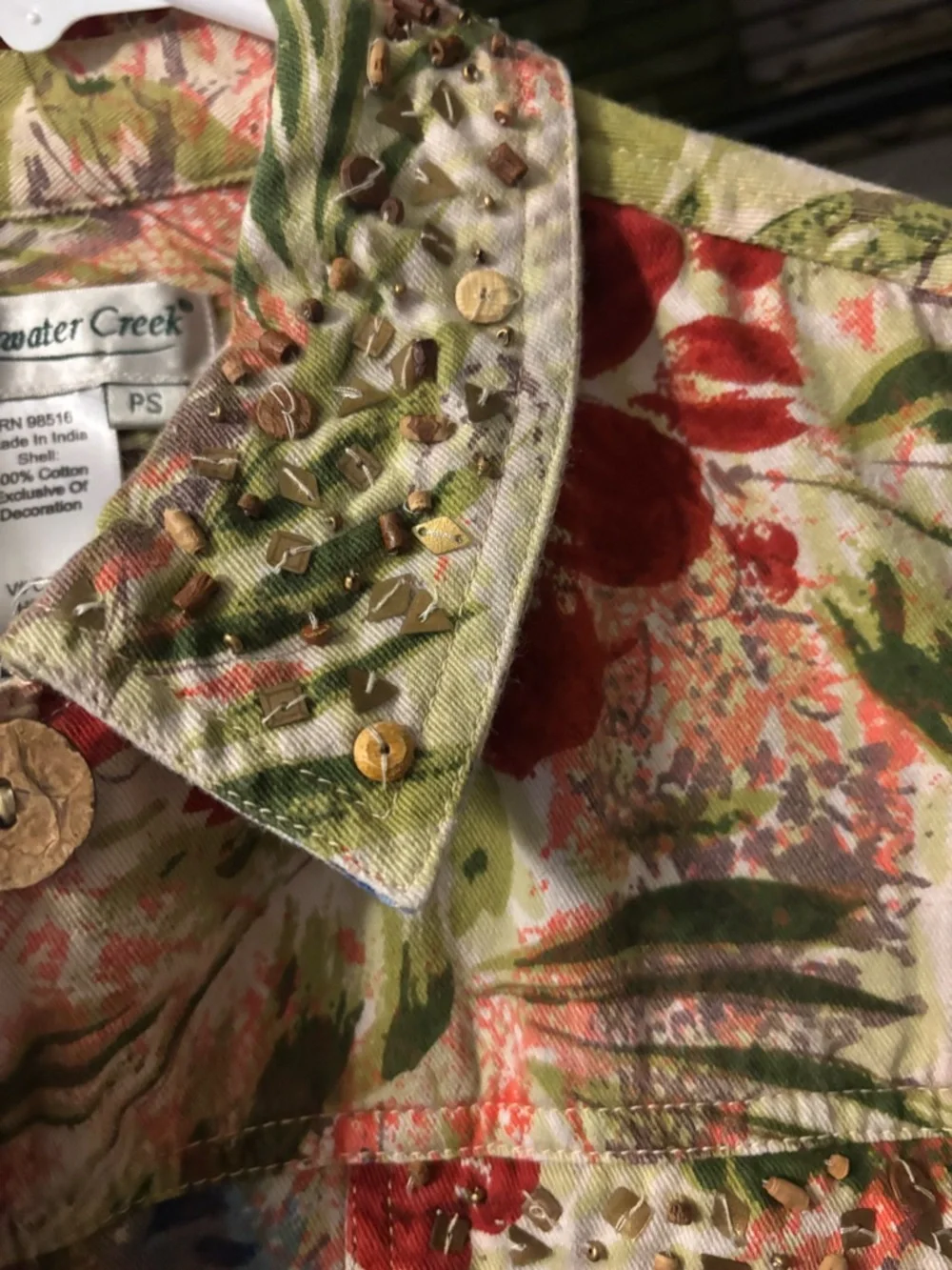 Coldwater Creek Floral Embellished Jacket boho beaded statement - Picture 5 of 8
